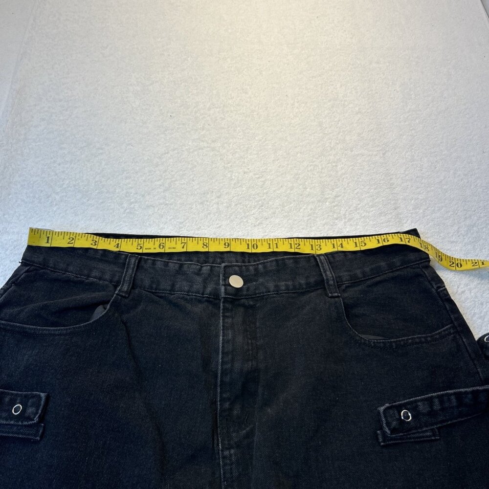 Men Vintage Hip-hop Skateboard Jeans Loose Straight Pockets Denim Pants - Picture 9 of 10